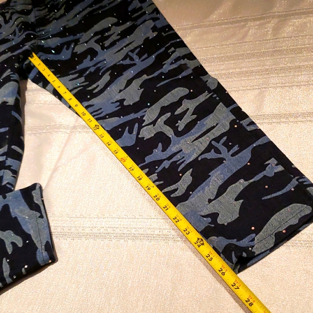 Topshop NEW Moto Mom Jeans High Waisted Jewel Studs Camo Diamante Denim Women's - Picture 13 of 17